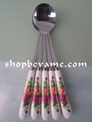 Thìa inox cán hoa - đầu tròn