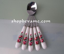 Thìa inox cán hoa - đầu dài