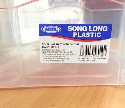Hộp nhựa Song Long đựng thực phẩm 6L