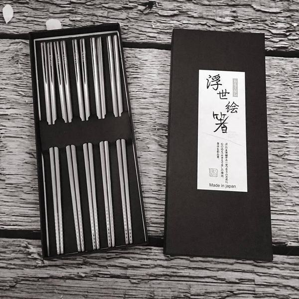 Set 5 đũa inox 304 đặc ruột Made in Japan 