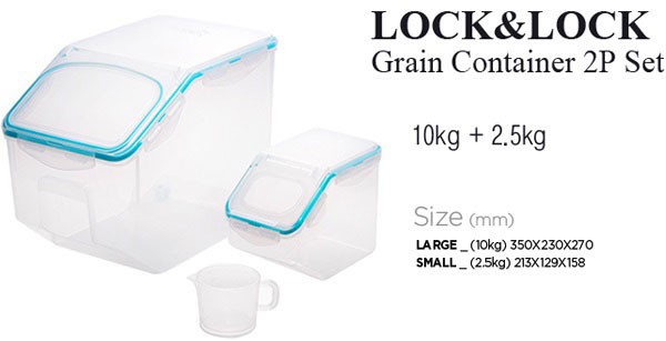 Set 2 thùng đựng gạo Lock&Lock 10kg + 2,5kg hpl510ms2
