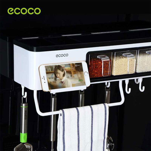 Kệ treo đồ nhà bếp thông minh kèm 4 hũ gia vị Ecoco